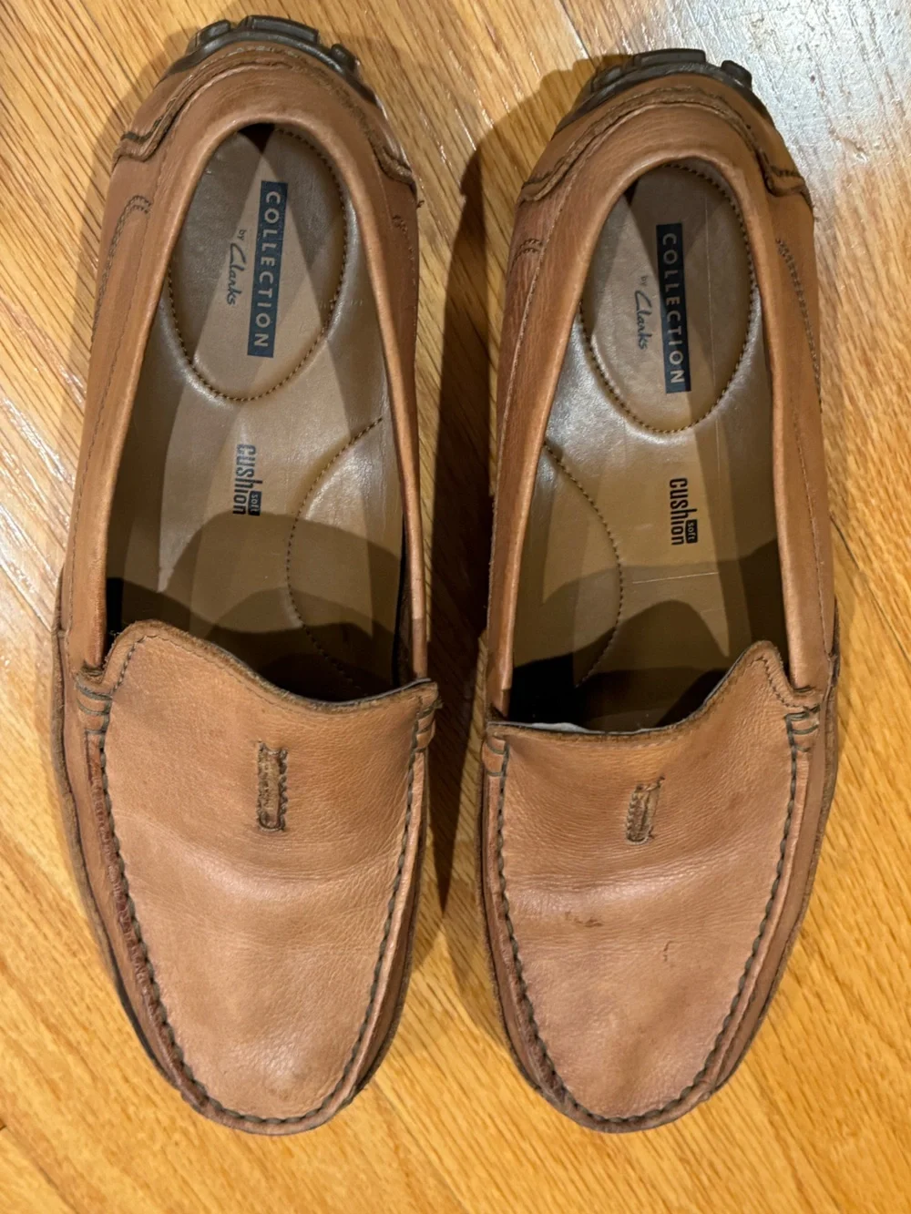 Clarkes Men’s Brown/Tan Leather Slip-On Loafers Mocs Driver Style 9.5M